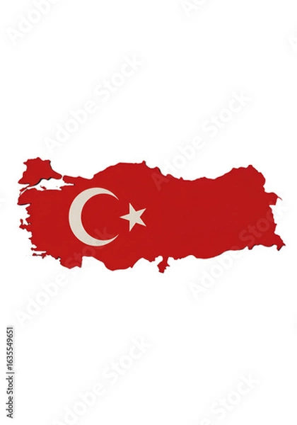 Fototapeta Isolated Vector Illustration Of Turkey Map National Flag Design On Black Background