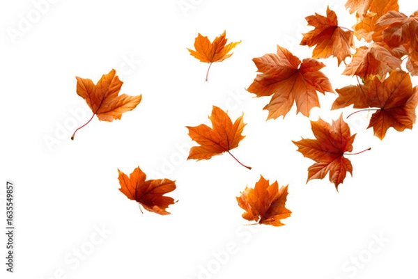 Fototapeta Colorful autumn leaves falling gently down