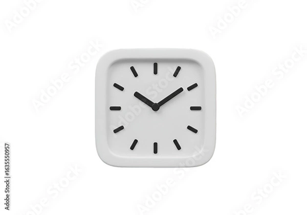 Fototapeta Isolated White Analog Clock On Black Background Minimalist Design Photo