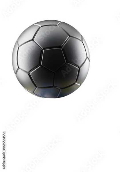 Fototapeta Metallic Silver Soccer Ball Isolated On Transparent Background 3D Render Photo