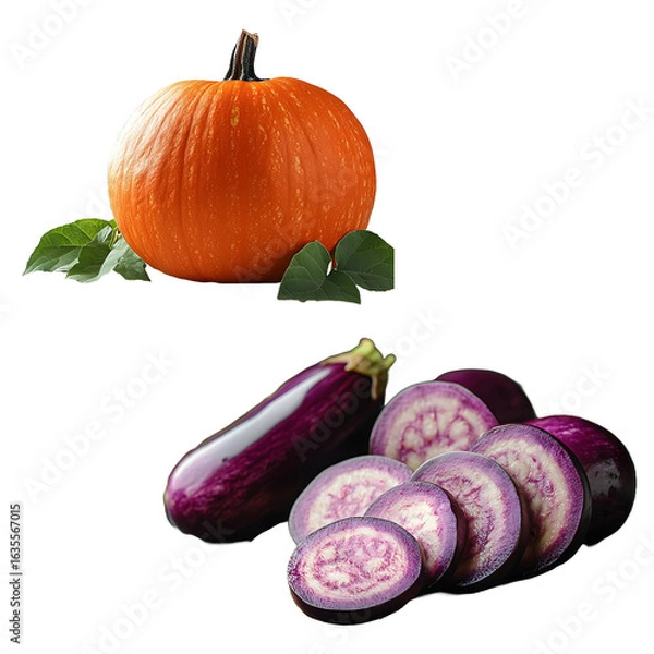 Fototapeta Fresh assorted vegetables isolated on white background