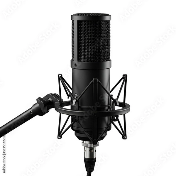 Obraz Realistic Black Studio Microphone Isolated on Transparent Background