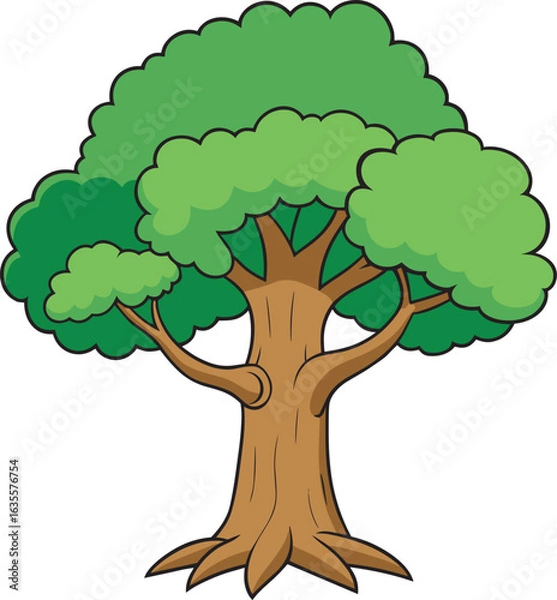 Obraz Cartoon green tree, ancient tree