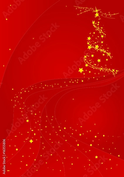 Fototapeta vector - red and gold abstract christmas background