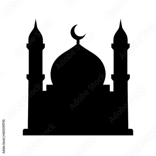Fototapeta silhouette of mosque.
silhouette of mosque in istanbul.
Islamic Mosque Silhouette Icon Vector.