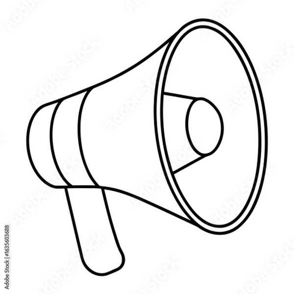 Fototapeta Simple outline megaphone for announcements and promotions