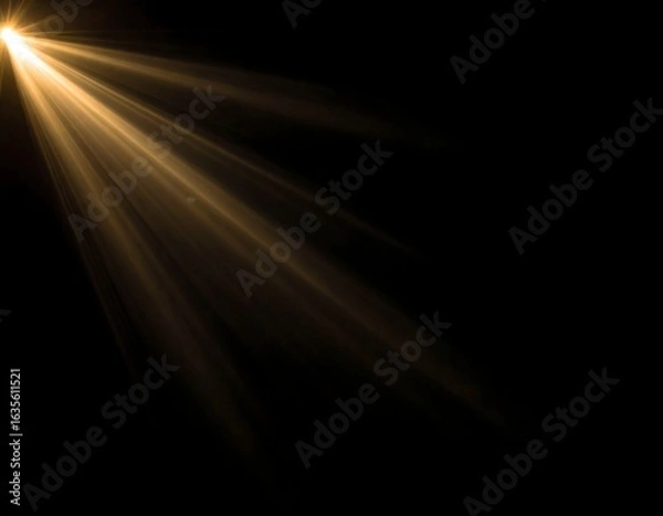 Obraz Golden light rays emanating from a bright source against a black background (1)