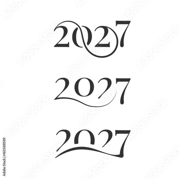 Fototapeta Unique typographic designs for the year 2027 showcasing elegant script details and distinctive style variations