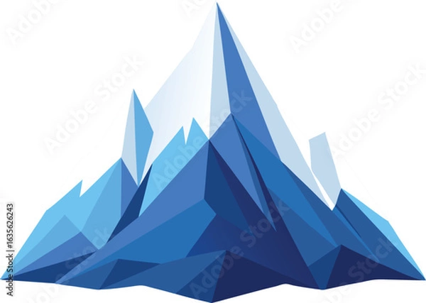 Obraz Geometric Mountain Peak Logo, Abstract Blue Low Poly Vector Icon