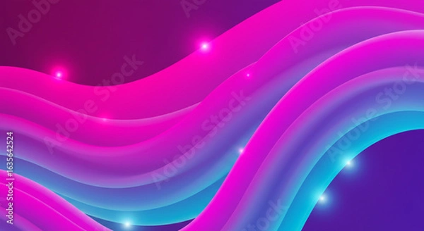 Fototapeta Vibrant fluid gradient background with glowing neon waves and soft organic curves