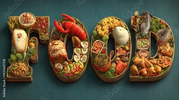 Fototapeta A Culinary Journey: Global Food Collage