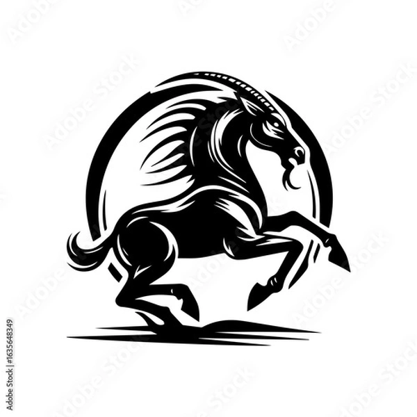 Obraz Majestic horse silhouette isolated on white background in a dynamic pose