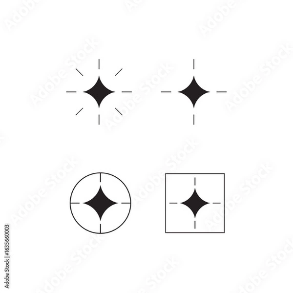 Obraz Generative AI logo icon with star and square icon. Artificial intelligence and Machine learning sign icon. Tools for generate from the text. Icon element for app and web.