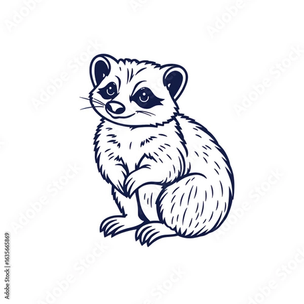 Fototapeta One continuous line drawing of cute coati for company logo identity. Diurnal mammals mascot concept for national zoo icon. Modern single line draw design graphic vector illustration