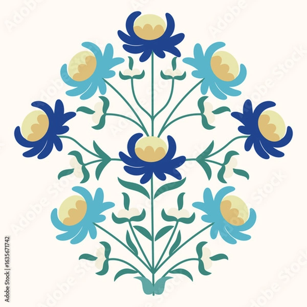 Fototapeta This fragment of a traditional Suzani carpet captures the essence of Uzbek textile artistry. Suzani carpets are renowned for their vibrant colors and intricate hand-embroidered floral designs.