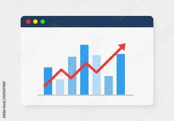Fototapeta Illustration of business graph showing growth