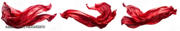 Fototapeta red silk cloths, flying, isolated on a transparent background. PNG cutout or clipping path.	
