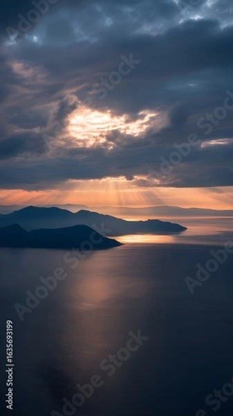 Fototapeta Expansive Landscape of Dark Clouds Rolling In – Moody Skies Over a Quiet Horizon