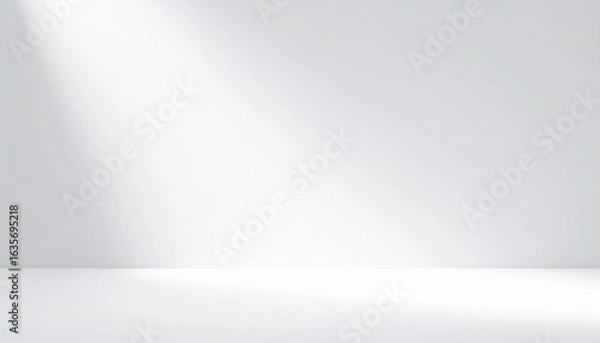 Fototapeta Minimal white abstract background with layered geometric shapes and soft shadows.

