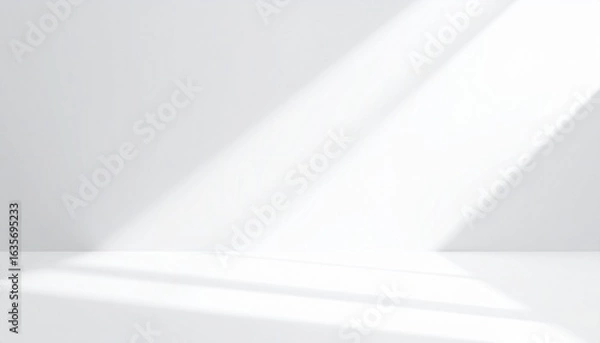 Fototapeta Minimal white abstract background with layered geometric shapes and soft shadows.

