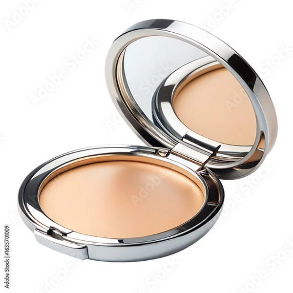 Obraz Makeup Compact Mirror Isolated on White Background Cutout