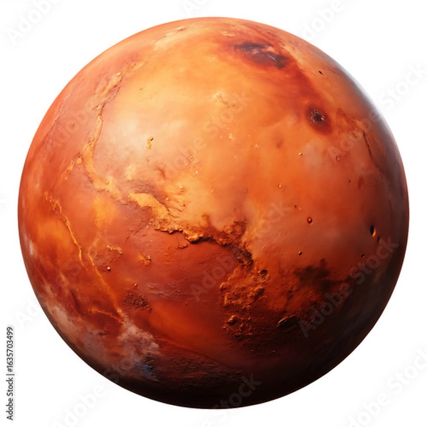Obraz Mars Planet Red Isolated on White Background Cutout