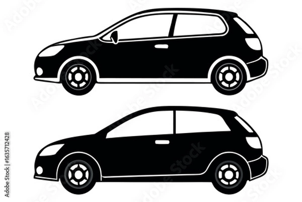 Fototapeta Compact car side profile illustration with vibrant color options