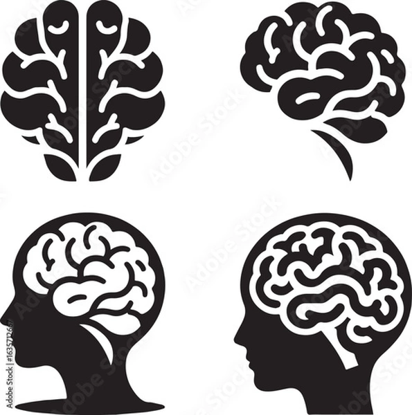 Fototapeta Vector illustration of a human brain with a tree, symbolizing intelligence and connection