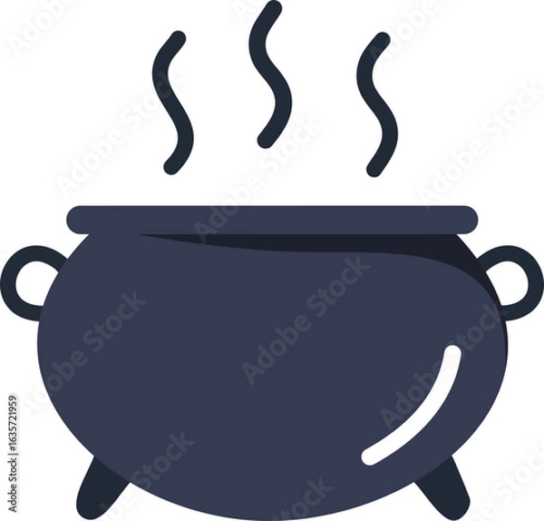 Obraz A dark cartoon witch's cauldron with bubbling steam rising from it.