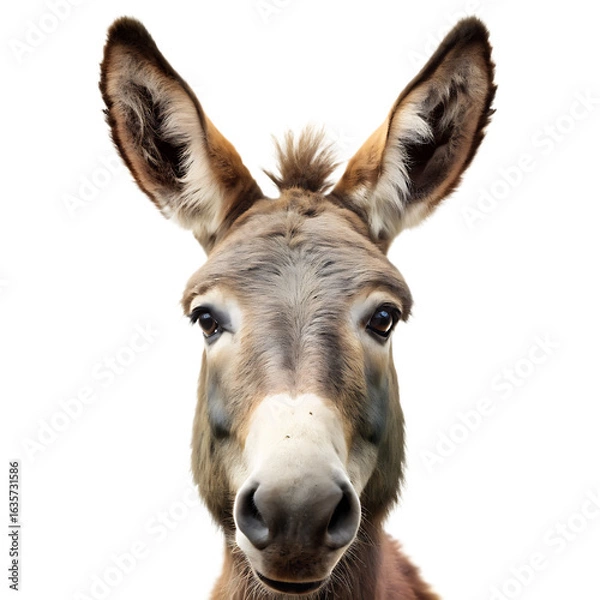 Obraz Donkey Face Isolated on White Background