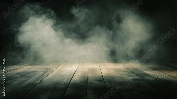 Fototapeta Mysterious studio background with smoky floor