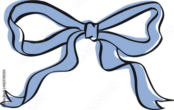 Fototapeta Blue ribbon bow. Perfect for greeting cards, wedding invites, event programs, or formal stationery. Fully editable vector.