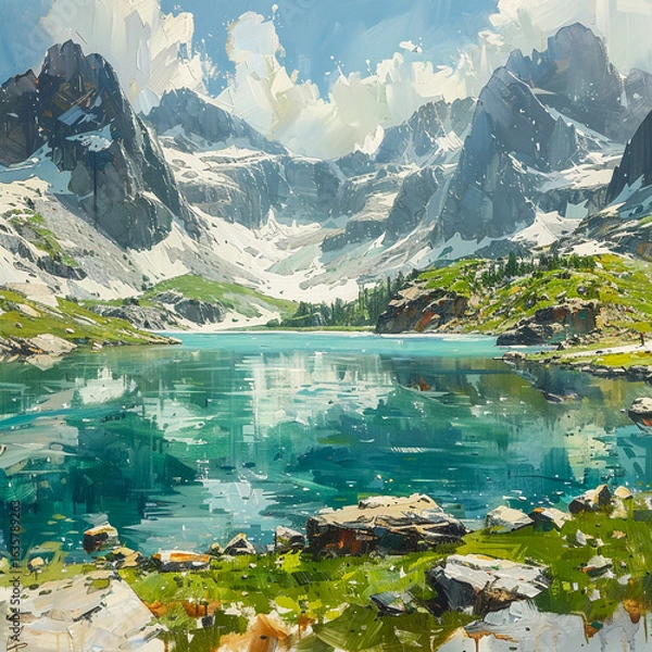 Obraz lake and mountains 
