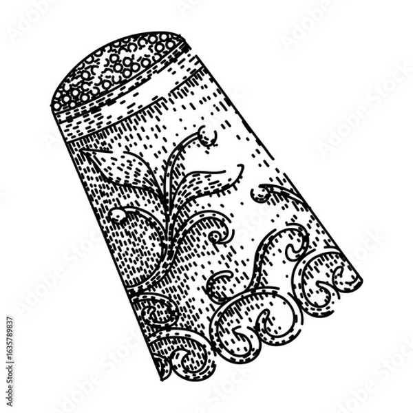 Obraz needle sewing thimble sketch hand drawn vector
