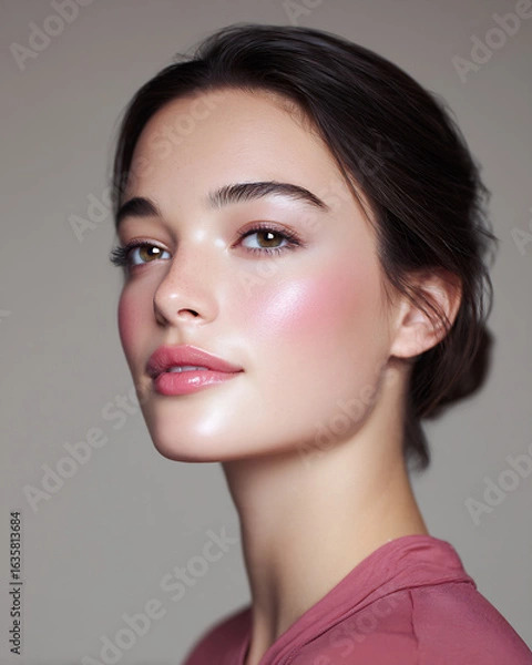 Fototapeta soft blush tones across cheeks and nose bridge