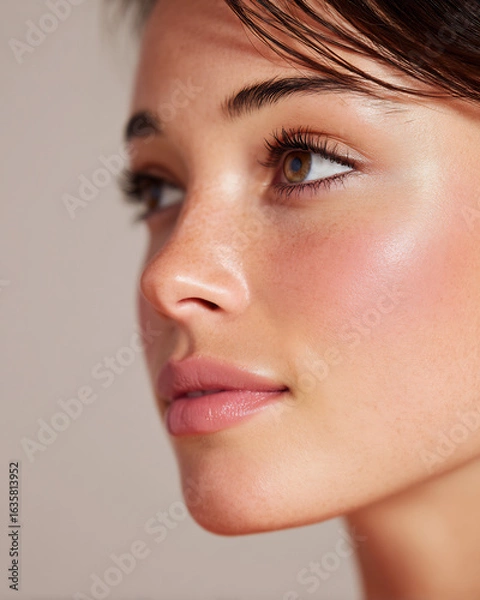 Fototapeta soft blush tones across cheeks and nose bridge