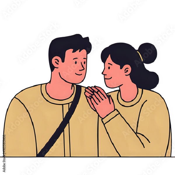 Obraz Romantic Couple Talking Close Together – Love Relationship Vector