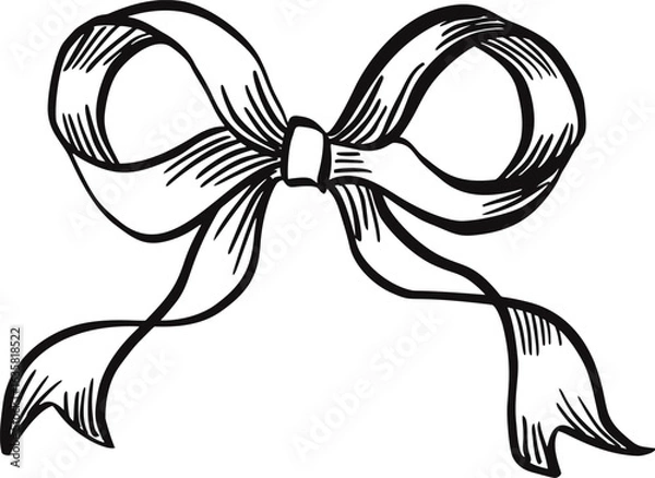 Fototapeta Monochrome handmade linear bow. Perfect for invitations, greeting cards, posters, and party designs.