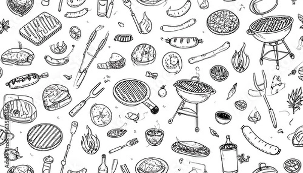 Obraz BBQ food illustration