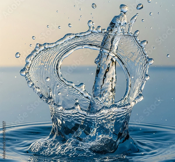 Fototapeta Dynamic water splash captures refreshing movement and pure energy in a stunning high-speed frozen moment, perfect for vibrant hydration or elemental themes