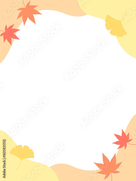 Fototapeta もみじとイチョウの秋フレーム