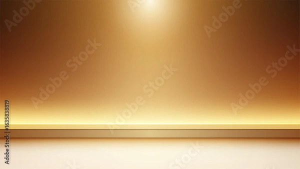 Fototapeta luxury background stage with bright spotlight in golden brown studio elegant shelf illuminated for product display modern showroom presentation and stylish branding concept photography