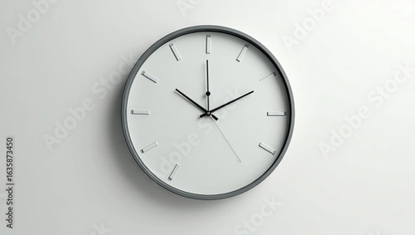 Fototapeta Simple wall clock against a plain white background.