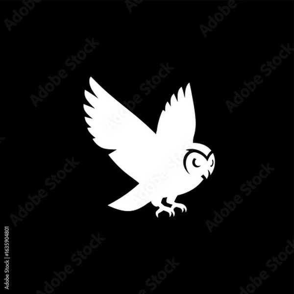 Fototapeta Action of an Owl in Flight, Wildlife Photography, Nighttime, Black Background, Dynamic Movement, Concept of Freedom