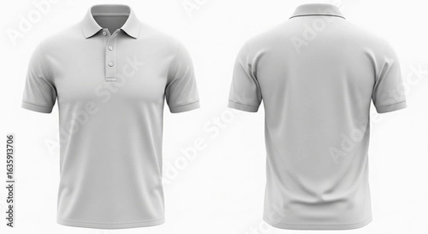 Obraz Classic white short sleeve Polo shirt mockup showing front and back views isolated