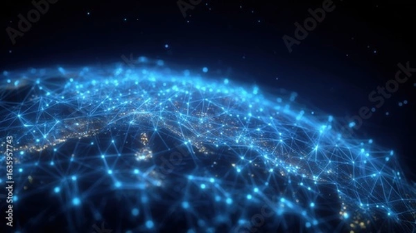 Fototapeta Global Network Connection with Abstract Points and Lines, Representing Connectivity and Technology
