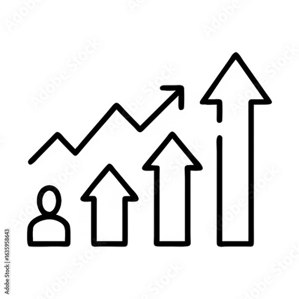 Obraz Progressive Growth Chart with Person Icon