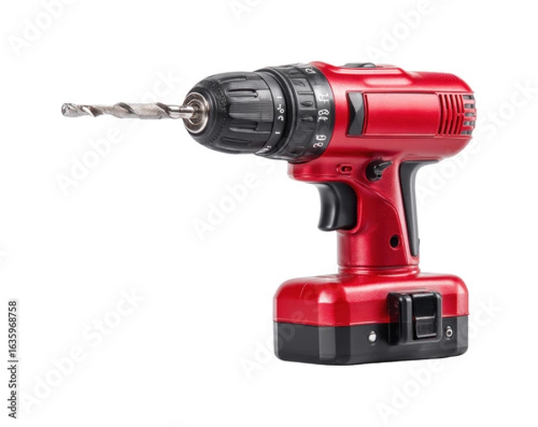 Obraz Power drill operation workshop tool equipment diy project insights isolated on transparent background, png