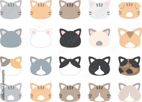 Obraz いろいろな柄・種類の猫アイコンセット