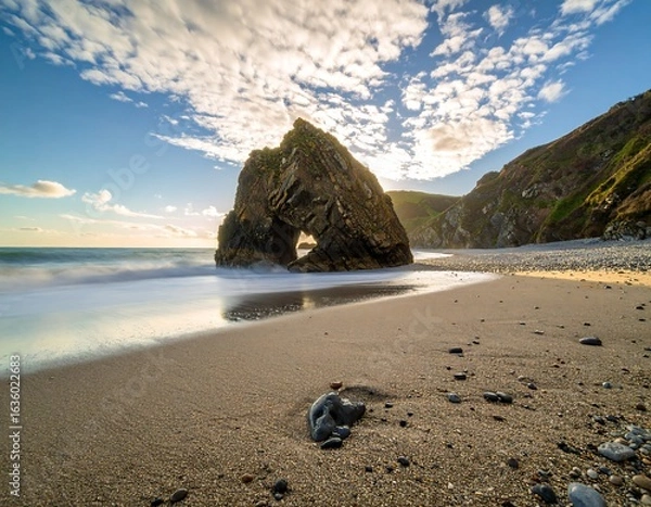 Obraz Coastal rock arch at sunset